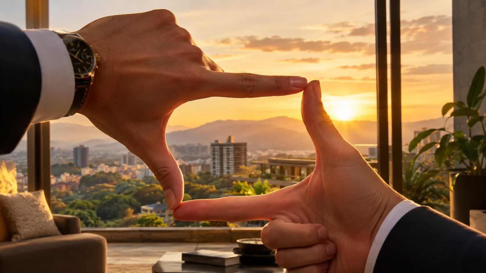 Espacio común de un coliving en Medellín al anochecer